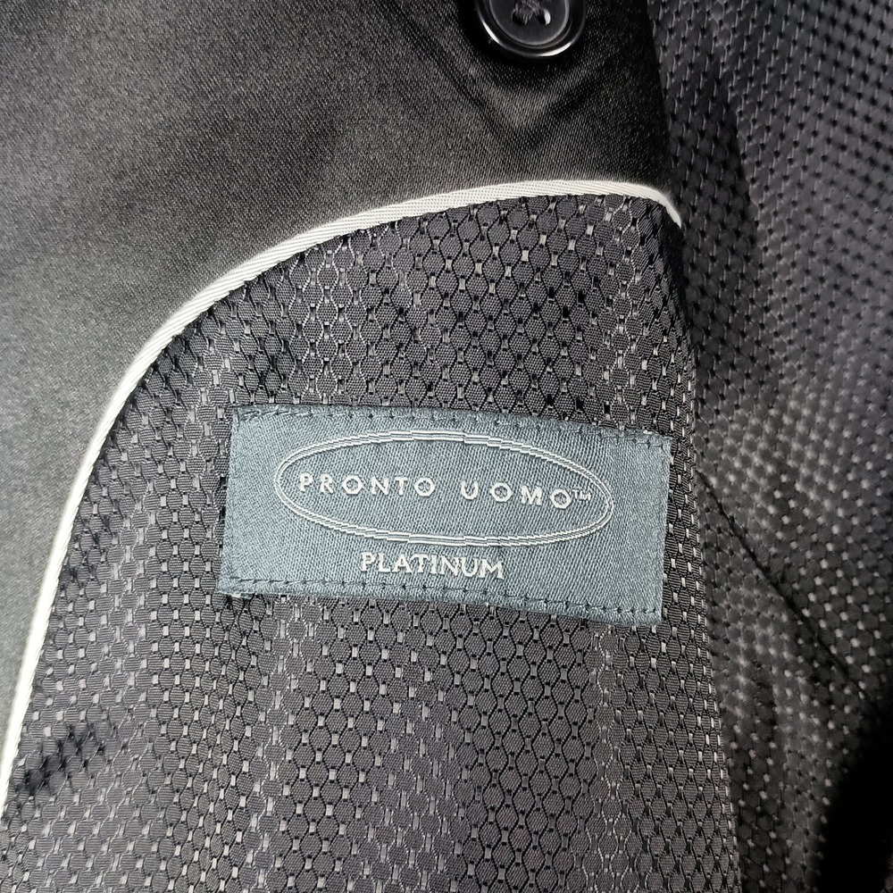 Pronto Uomo Platinum Blazer 44 Short Mens Black Wool Blend Modern Fit Stretch - Picture 7 of 15